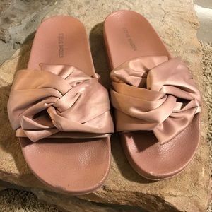 Steve Madden Blush Pink Satin Bow Slides Size 8